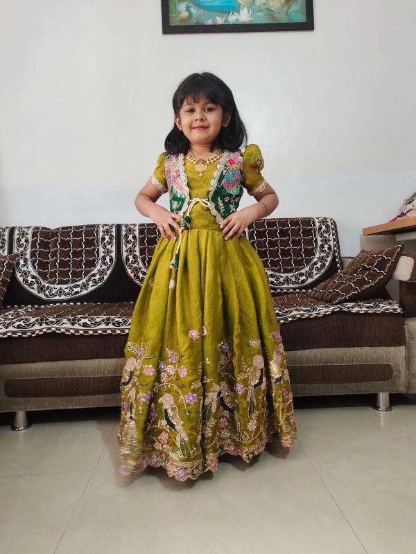 kids koti gown silk Yellow Kids fashion wholesale